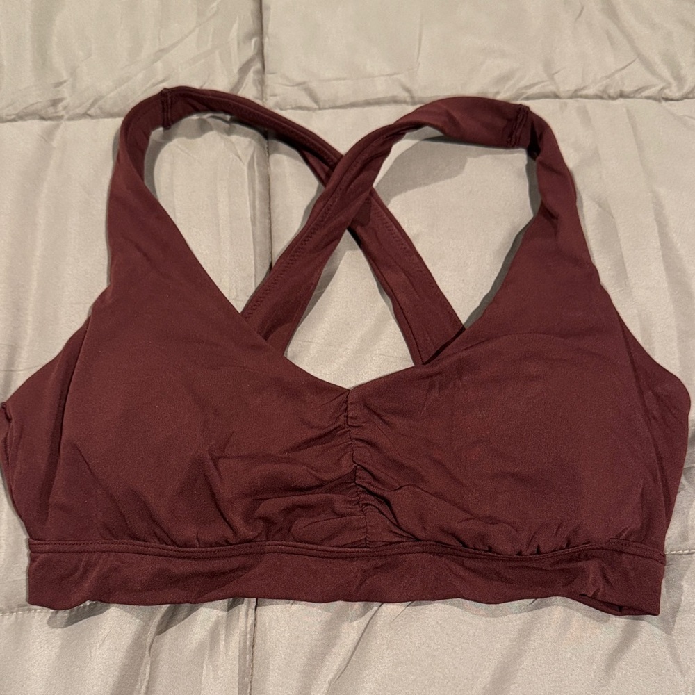Offline by Aerie Burgundy Cross-Back Bralette